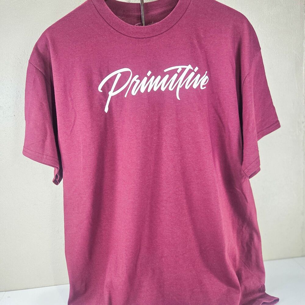 Primitive Skateboarding Script Logo T-Shirt Men’s Large Burgundy